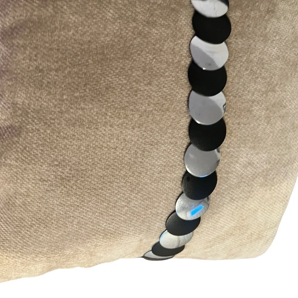 Vintage Black and Silver metal stretch Belt oversized with stretch